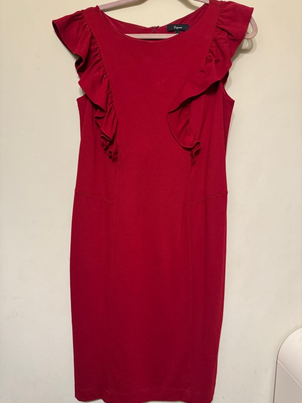 Express Red Ruffle Midi Dress